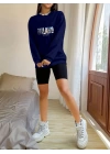 Kadın Uzun Kollu Bisiklet Yaka Desenli Viskon Iki Iplik Bluz
