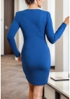 Kadın Uzun Kollu Bisiklet Yaka Etek Ucu Kruvaze Detay Krep Mini Boy Elbise