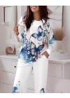 Kadın Uzun Kollu Bisiklet Yaka Kelebek Desenli Iki Iplik Alt üst Takım