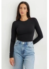 Kadın Uzun Kollu Bisiklet Yaka Süprem Bluz