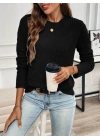 Kadın Uzun Kollu Bisiklet Yaka Triko Bluz