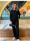 Kadın Uzun Kollu Bisiklet Yaka Viskon Iki Iplik Bluz Ve Pantolon Ikili Takım