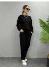 Kadın Uzun Kollu Bisiklet Yaka Viskon Iki Iplik Bluz Ve Pantolon Ikili Takım
