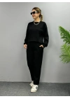 Kadın Uzun Kollu Bisiklet Yaka Viskon Iki Iplik Bluz Ve Pantolon Ikili Takım