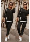 Kadın Uzun Kollu Bisiklet Yaka Yandan Fermuarlı Viskon Iki Iplik Bluz Ve Pantolon Ikili Takım