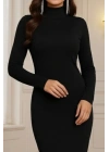 Kadın Uzun Kollu Boğazlı Midi Boy Triko Elbise (kemersiz)