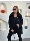 Kadın Uzun Kollu Cep Ve Düğme Detay Wellsof Kumaş Peluş Hırka