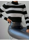 Kadın Uzun Kollu çizgi Detay Triko Bluz