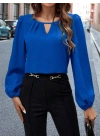 Kadın Uzun Kollu Damla Detaylı Ithal Krep Bluz