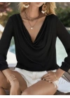 Kadın Uzun Kollu Degaje Yakalı Sandy Bluz
