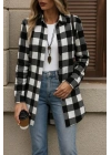 Kadın Uzun Kollu Ekoseli önden Düğmeli Dokuma Uzun Gömlek