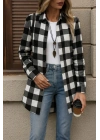 Kadın Uzun Kollu Ekoseli önden Düğmeli Dokuma Uzun Gömlek