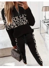 Kadın Uzun Kollu Fermuarlı Karışık Desenli Viskon Iki Iplik Bluz Ve Pantolon Ikili Takım