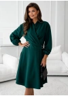 Kadın Uzun Kollu Hakim V Yakalı Yandan Toka Detaylı Ithal Mini Krep Elbise