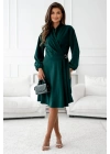 Kadın Uzun Kollu Hakim V Yakalı Yandan Toka Detaylı Ithal Mini Krep Elbise