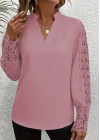 Kadın Uzun Kollu Hakim Yaka Kolları Dantel Detaylı Ithal Krep Bluz