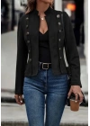 Kadın Uzun Kollu Hakim Yaka Yanlardan Düğmeli Kısa Süet Ceket