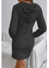 Kadın Uzun Kollu Kapşonlu Cepli Mini Peluş Elbise