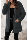 Kadın Uzun Kollu Kapşonlu önden Fermuarlı Cepli Welsoft Ceket