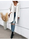 Kadın Uzun Kollu Kapşonlu önden Fermuarlı Midi Dalgıç Ceket