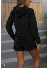 Kadın Uzun Kollu Kapşonlu Peluş Bluz Ve Kısa Short Ikili Takım
