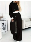 Kadın Uzun Kollu Kapşonlu Viskon Iki Iplik Bluz Ve Pantolon Ikili Takım