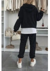 Kadın Uzun Kollu Kapşonlu Viskon Iki Iplik Bluz Ve Pantolon Ikili Takım