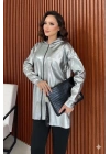 Kadın Uzun Kollu Kapüşon Detay Fermuarlı Tunik Hırka