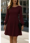Kadın Uzun Kollu Kayık Yaka Kısa Triko Elbise