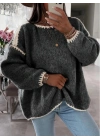 Kadın Uzun Kollu Kayık Yaka Triko Bluz