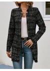Kadın Uzun Kollu Kırlangıç Yaka önü Açık şanel Ceket