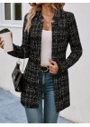 Kadın Uzun Kollu Kırlangıç Yaka önü Açık şanel Ceket