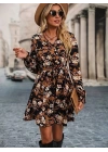 Kadın Uzun Kollu Kruvaze Yaka çiçek Desenli Dalgıç Elbise