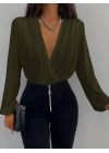 Kadın Uzun Kollu Kruvaze Yaka Sandy Bluz