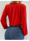 Kadın Uzun Kollu Kruvaze Yaka Sandy Bluz