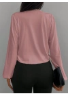 Kadın Uzun Kollu Kruvaze Yaka Sandy Bluz