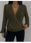 Kadın Uzun Kollu Kruvaze Yaka Sandy Bluz