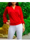 Kadın Uzun Kollu Kruvaze Yaka Sandy Bluz