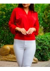 Kadın Uzun Kollu Kruvaze Yaka Sandy Bluz