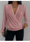 Kadın Uzun Kollu Kruvaze Yaka Sandy Bluz