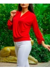 Kadın Uzun Kollu Kruvaze Yaka Sandy Bluz