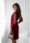 Kadın Uzun Kollu Kruvaze Yakalı Belden Kemerli Mini Ithal Krep Elbise