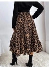 Kadın Uzun Kollu Kruvaze Yakalı Ithal Krep Bluz Ve Leopar Desenli Süprem Uzun Elbise