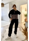 Kadın Uzun Kollu Leopar Detay Sweat Ve Yanı Leopar şerit Detay Pantolon Ikili Takım