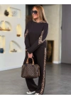 Kadın Uzun Kollu Leopar Detaylı Dalgıç Eşofman Takımı