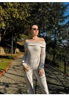 Kadın Uzun Kollu Madonna Yaka şardonlu Kaşkorse Tulum