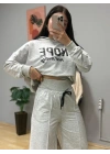 Kadın Uzun Kollu Nope Baskılı Beli Ribanalı Ikili Takım