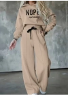 Kadın Uzun Kollu Nope Baskılı Beli Ribanalı Ikili Takım