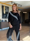 Kadın Uzun Kollu Omuz Dekolteli çapraz Ribana Detay Bluz Ve Pantolon Ikili Takım