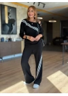 Kadın Uzun Kollu Omuz Dekolteli çapraz Ribana Detay Bluz Ve Pantolon Ikili Takım